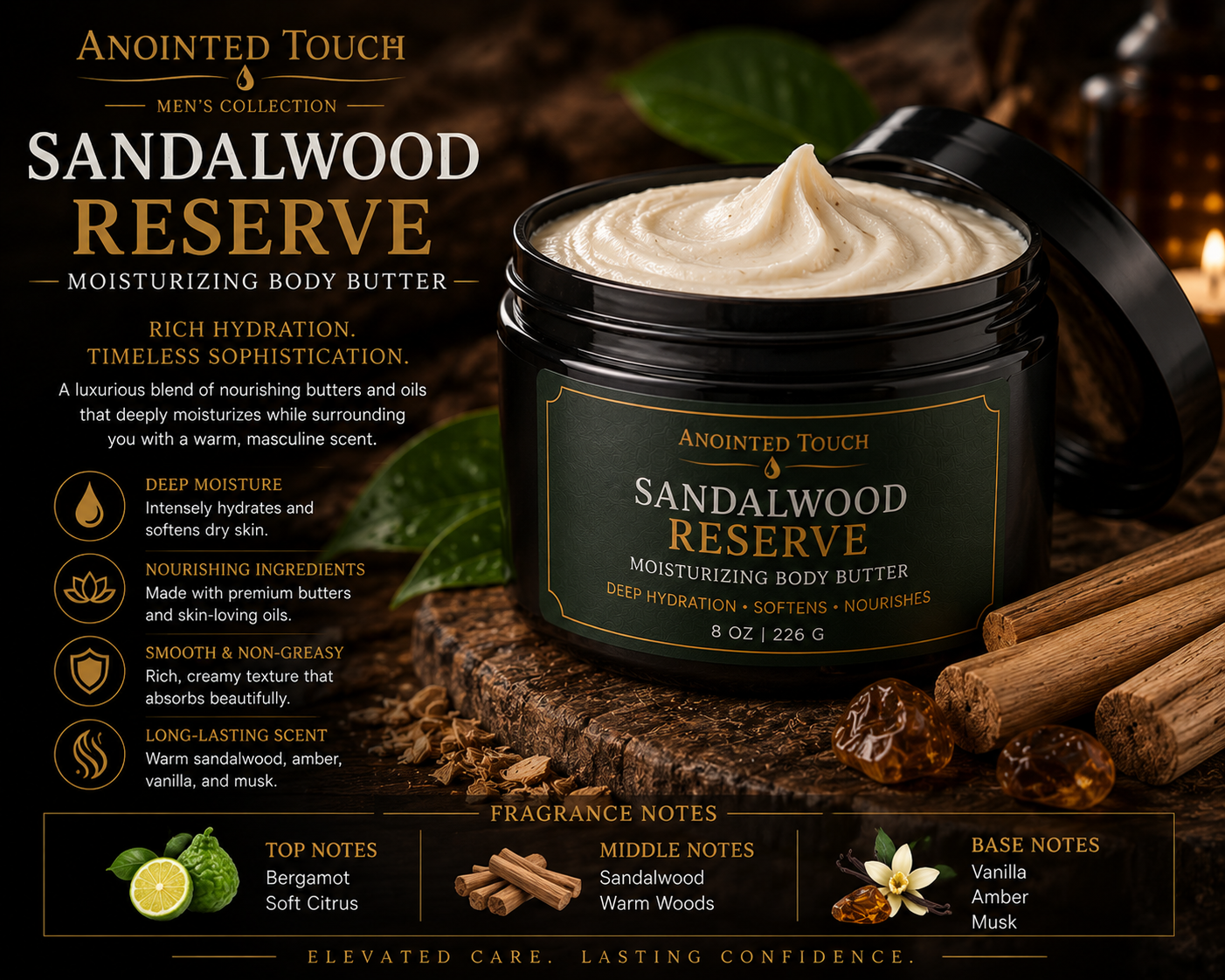 🌲✨ SANDALWOOD RESERVE MOISTURIZING BODY BUTTER ✨🌲
