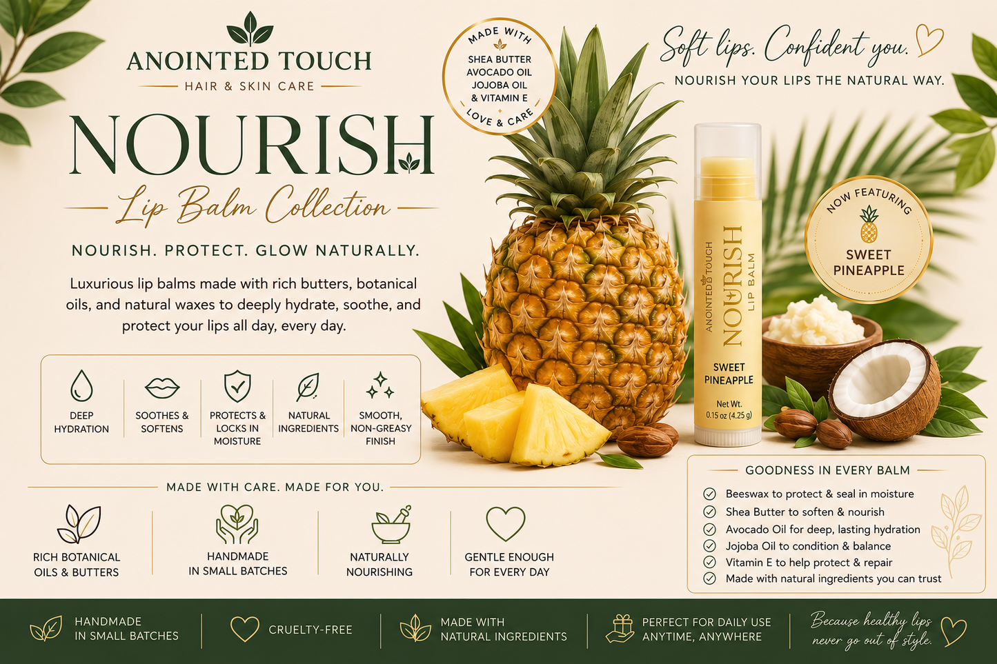 🍍 Anointed Touch Nourish Lip Balm – Sweet Pineapple